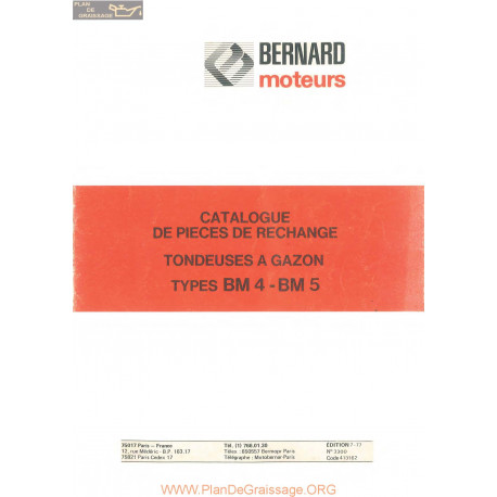 Bernard Bm4 Bm5 Tondeuse Piece Rechange