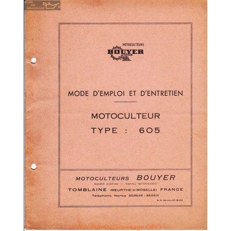 Bouyer 605a Manuel Entretien