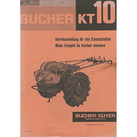 Bucher Kt10 Manuel Entretien
