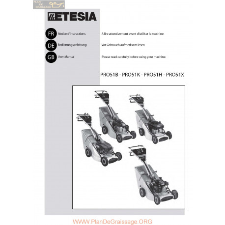 Etesia Pro51b Pro51k Pro51h Pro51x Manuel Entretien