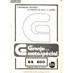 Granja Gb600 Manuel Entretien