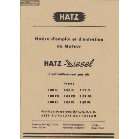 Hatz Diesel E 80 85 89 Manuel Entretien