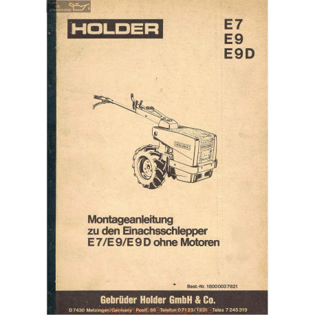 Holder E7 E9 E9d Manuel Entretien