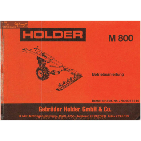 Holder M800 Manuel Entretien