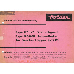 Holder Outillage Typ 126 Manuel Entretien