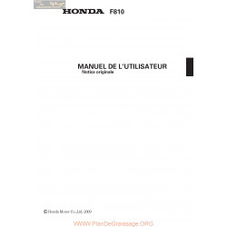 Honda F810 Manuel Entretien