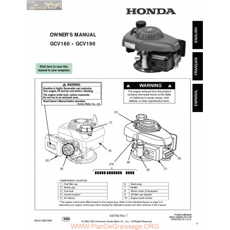 Honda Gcv 160 Gcv190 Manuel Entretien