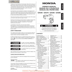 Honda Gx 240 270 340 390 Manuel Entretien
