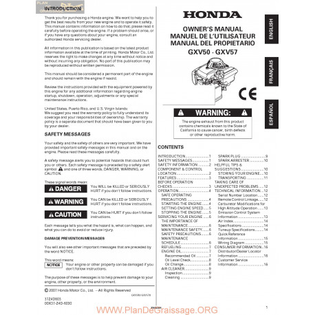 Honda Gxv 50 57 Manuel Entretien
