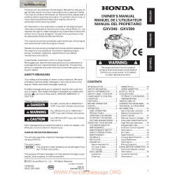 Honda Gxv340 Gxv390 Manuel Entretien