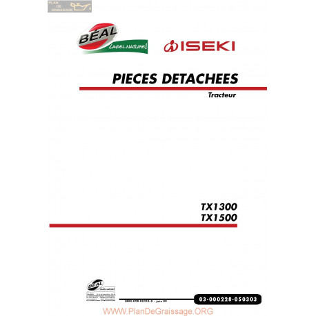 Iseki Tx1300 1500 S Fiche Information