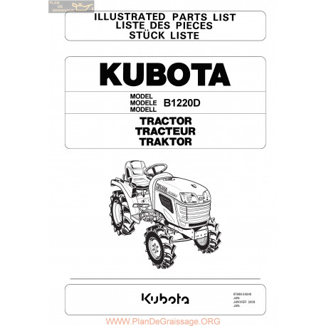 Kubota B1220d Piece Rechange