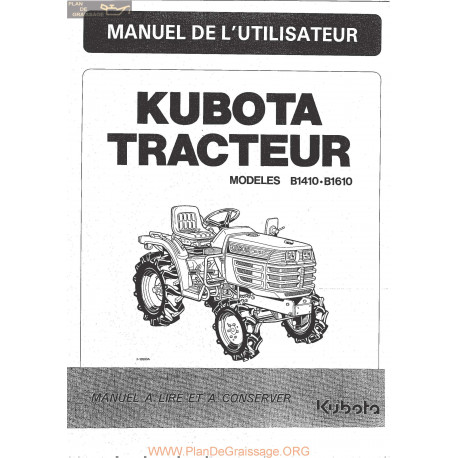Kubota B1410 B1610 Manuel Utilisateur