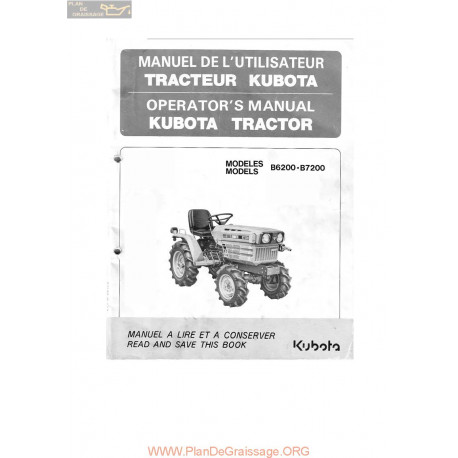 Kubota B6200 B7200 Manuel Utilisateur