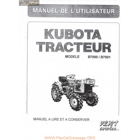 Kubota B7000 Manuel Utilisateur