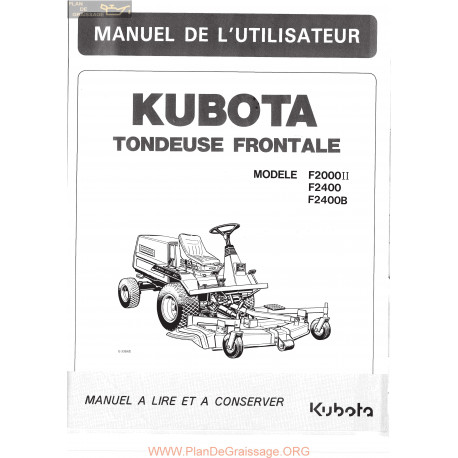 Kubota F2000 F2400 Manuel Utilisateur