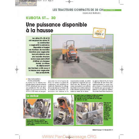 Kubota St 30 Essais Fiche Information