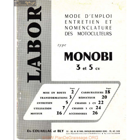 Labor Monobi 3 Et 5 Cv Manuel Utilisateur