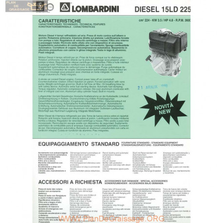 Lombardini 15 Ld 225 Diesel 4 8hp 3600rpm Fiche Info