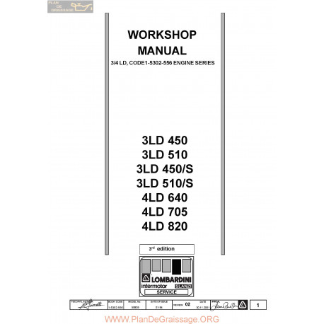 Lombardini 3ld 450 510 4ld 640 705 820 Ang Workshop