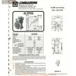 Lombardini 4 Ld 705 12hp 2600rpm Fiche Info