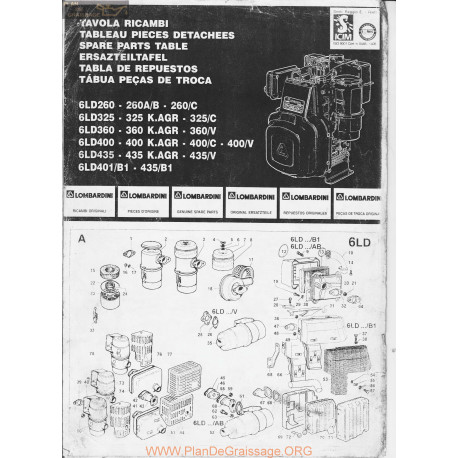 Lombardini 6ld Tableau Detachees Piece Rechange