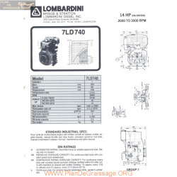 Lombardini 7 Ld Ld 740 14hp 3000rpm Fiche Info