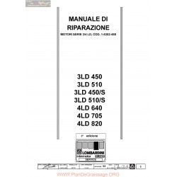 Lombardini Moteurs 3 Ld 450 510 4 Ld 640 705 Et 820 Manuel Entretien