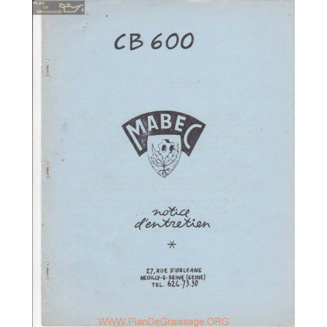 Mabec Cb600 Notice Manuel Entretien