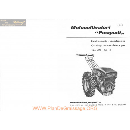 Pasquali Motoculteurs 906 Fiche Information