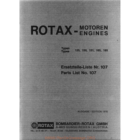 Rotax 125 150 165 185 1976 Fiche Information