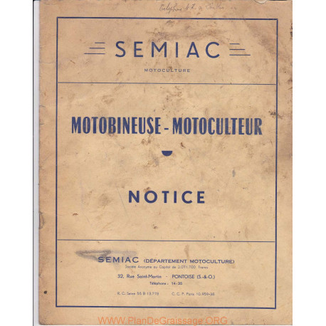 Semiac Motobineuse Motoculteur 3 Et 5 Cv Manuel Utilisateur