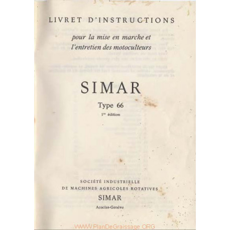 Simar 66 Livret Manuel Entretien