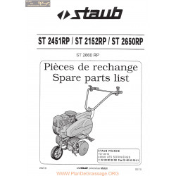 Staub Motoculteurs St2451 2152 2650et2660rp Des Version 2000 Piece Rechange