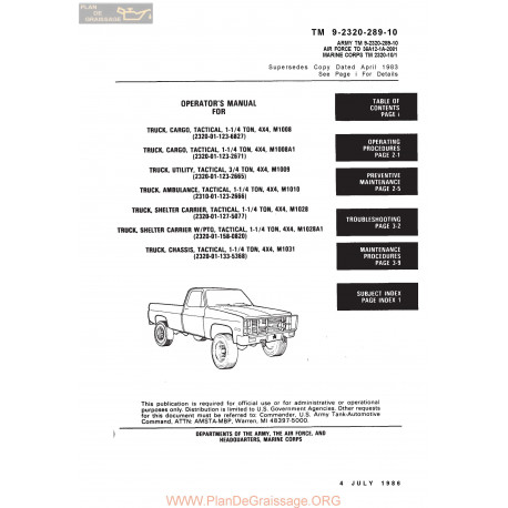 Gmc Cucv M 1008 1009 1010 1028 1031 Tm9 2320 289 10 Operators