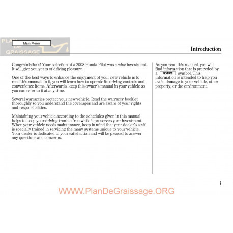 Honda 2008 Pilot User Manual