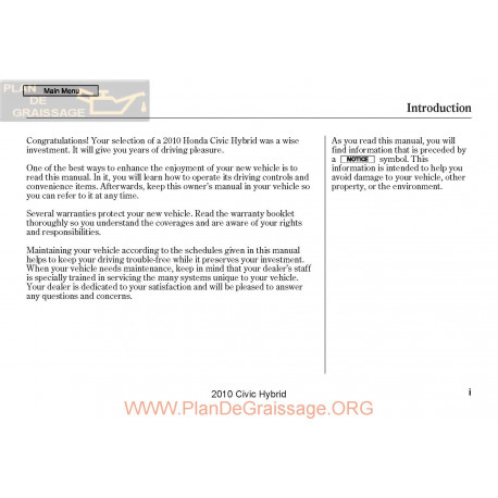 Honda 2010 Civichybrid User Manual