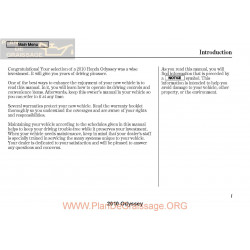 Honda 2010 Odyssey User Manual