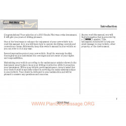 Honda 2010 Pilot User Manual