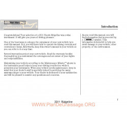 Honda 2011 Ridgeline User Manual