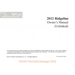 Honda 2012 Ridgeline User Manual