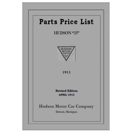 Hudson 1911 33 Parts Price List