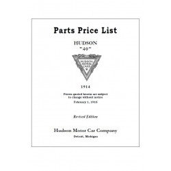 Hudson 1914 Six 40 Parts Price List