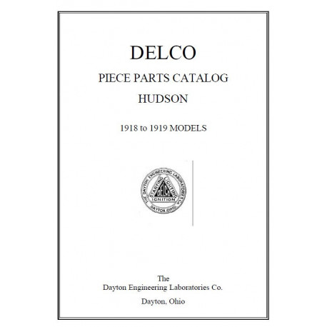 Hudson 1918 1919 Delco Piece Parts Catalog