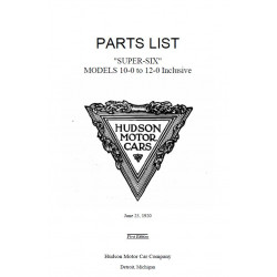 Hudson 1920 Model 10 12 O Parts List