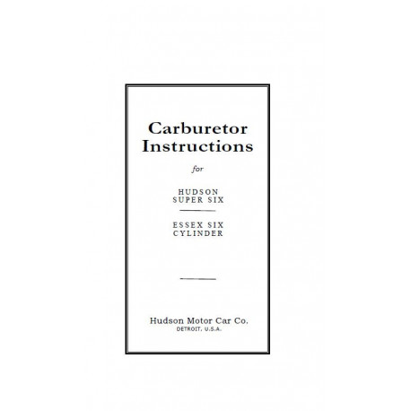 Hudson 1924 26 Carburetor Inst