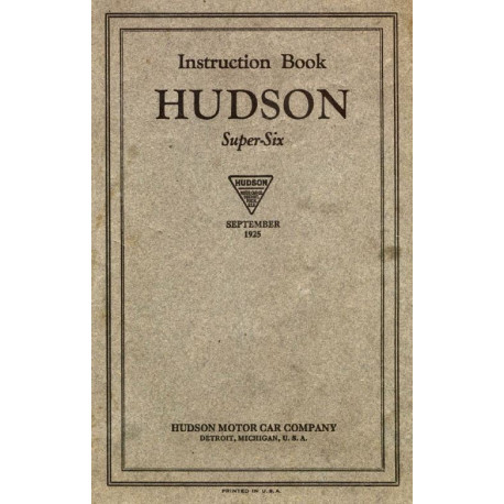 Hudson 1925 Sept Instruction Book