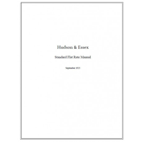 Hudson 1925 Standard Flat Rates