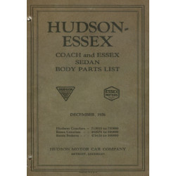 Hudson 1926 Coach Sedan Body Parts List