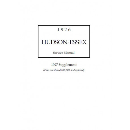 Hudson 1926 Shop Manual 1927 Sup